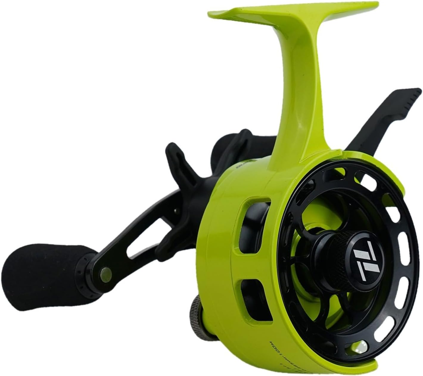 Inline Ice Fishing Reel for Magnetic Drop Systems, 3.2:1 Gear Ratio, 3+1 Ball Bearings, Two-Way Free-Spool Lever, for Ice Angling, Compatible for ICI Series, Yellow-Green