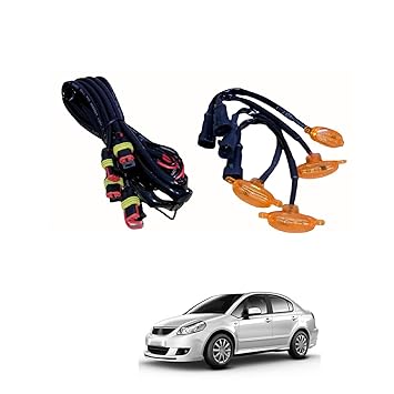 PRIKNIK LED Grille Lights Amber Yellow Grill Led with Fuse Adapter Wiring Harness Kit (4PCS, Amber Shell with Amber Light) Compatible with SX4