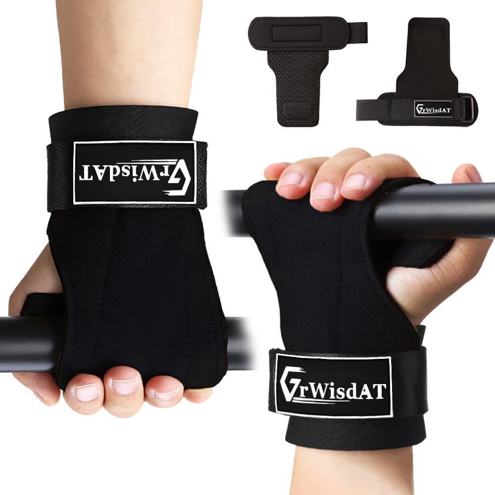 Correa de muñeca para levantamiento de pesas, agarres de cuero de doble capa, correas ajustables para levantamiento de pesas para entrenar y