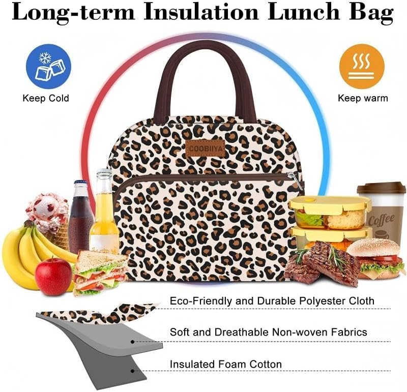 Miniatura 6 de Coobiiya Lonchera para mujeres, adultos, hombres, reutilizable, bonita, a prueba de fugas, con aislamiento y gran capacidad, contenedor enfriador