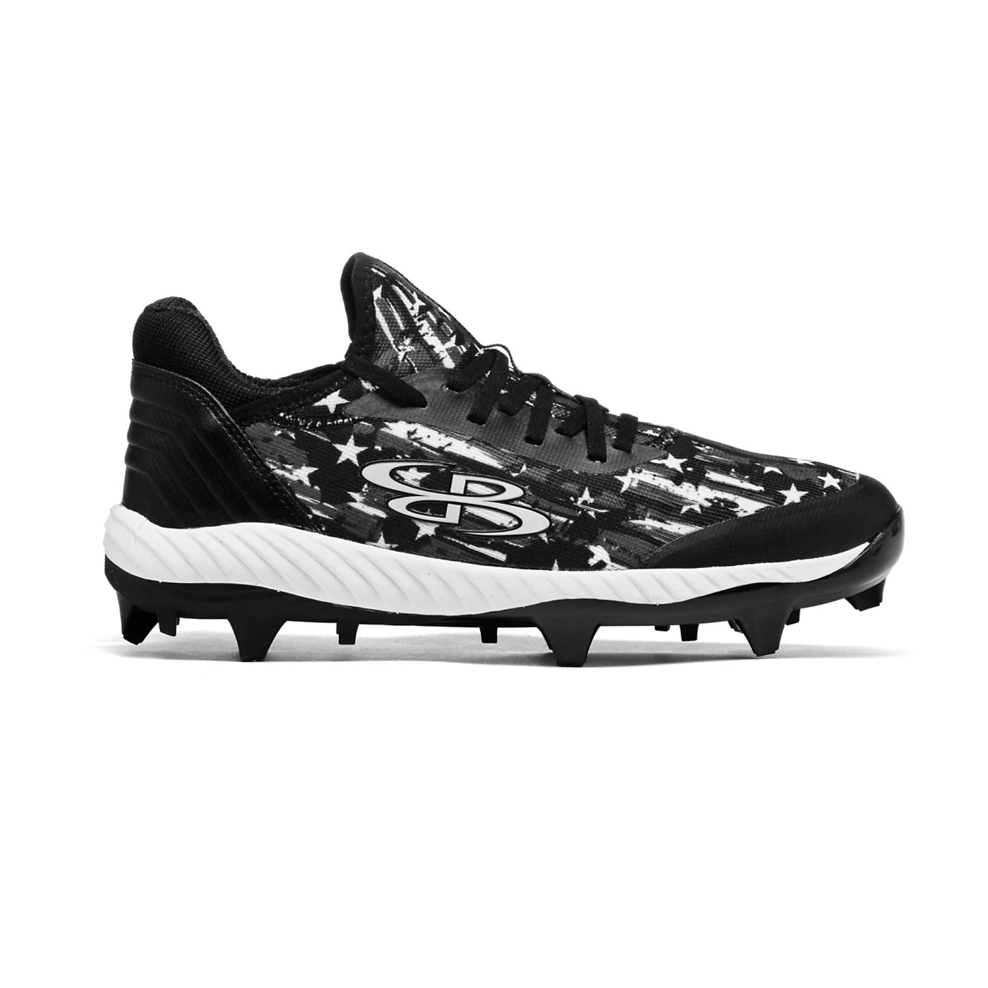 Boombah Men's Raptor USA Star Field Molded Cleat Black/Charcoal/White - Size 3