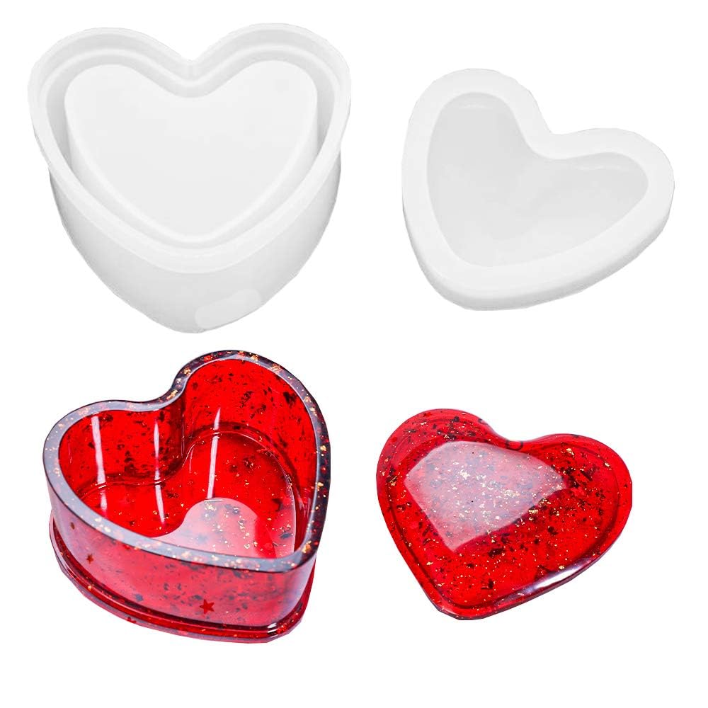 Be Worthy Of Growing Wings Heart Shape Gift Box Resin Molds Silicone Jewelry Storage Love Trinket Container Epoxy Molds DIY Crafts Casting Molds with Lid-image-9
