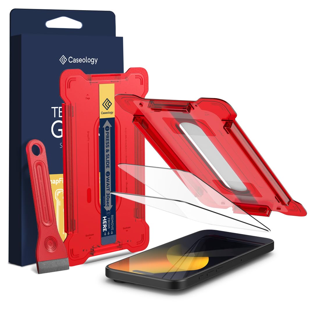 CASEOLOGY by Spigen Snap Fit for iPhone 16 Pro Max Screen Protector [Tempered Glass with Installation Kit] [Anti-Scratch] Screen Guard Protector for iPhone 16 Pro Max - 2 Pack