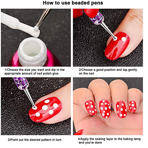 HQdeal 5 Stks Nail Dotting Pen, Dotting Painting Pen Polish Carving Tool, Nail Art Dotting Tool, Nail Polish Paint… - Afbeelding 6