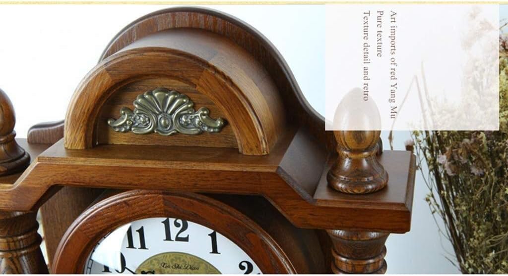 Retro Desk Clock Retro Table Clock/Deskclock -European Solid Wood Clock Living Room Quartz Clock Retro Bedside Bedroom Mute with Drawer Table Clock Table Clock (Size : 32 * 15 * 52cm)