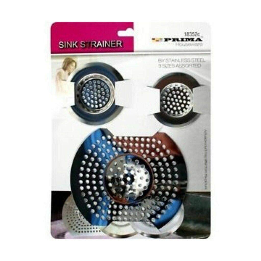 3PC SINK STRAINER - STOPPER KITCHEN BATHROOM BASIN WASTE DRAIN STAINLESS STEEL