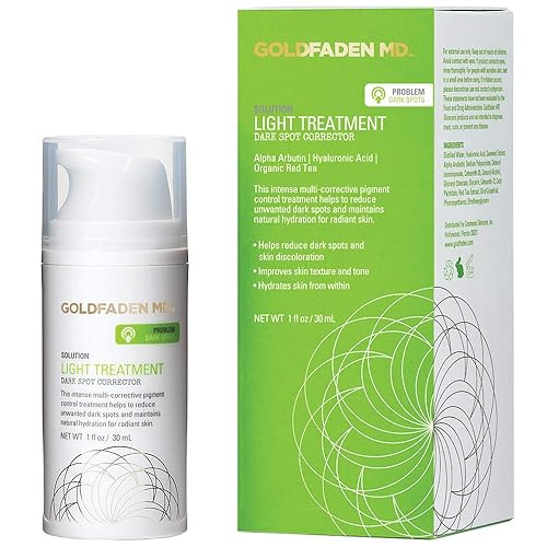 GOLDFADEN MD Light Treatment Dark Spot Pigment Corrector Hydroquinone Free wAlpha Arbutin, Organic Red Tea Extract, Sea Weed Extract and Hyaluronic