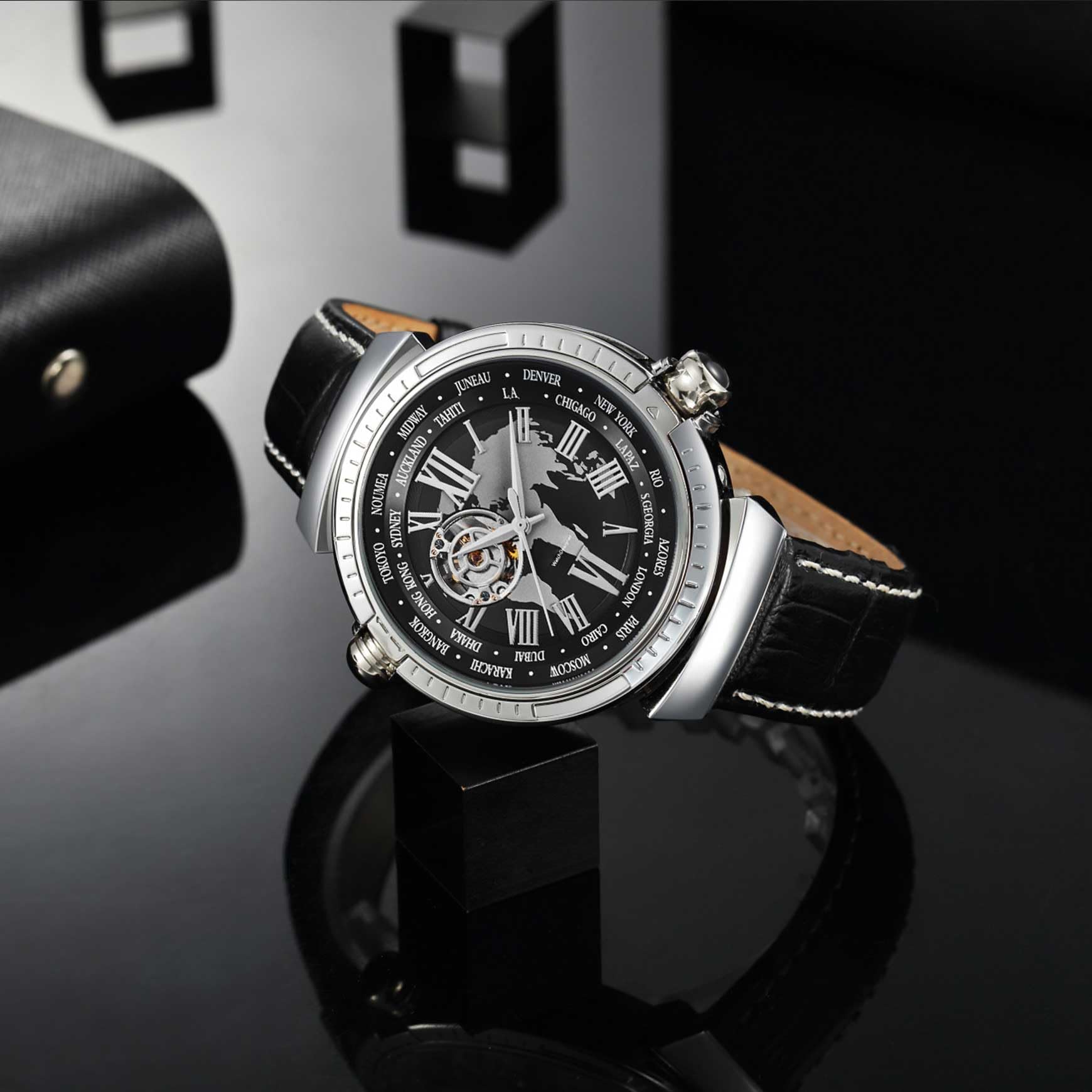 Reloj Mecánico Automático para Hombre Esfera Esqueleto Multifuncional Estilo Vintage Elegante Impermeable