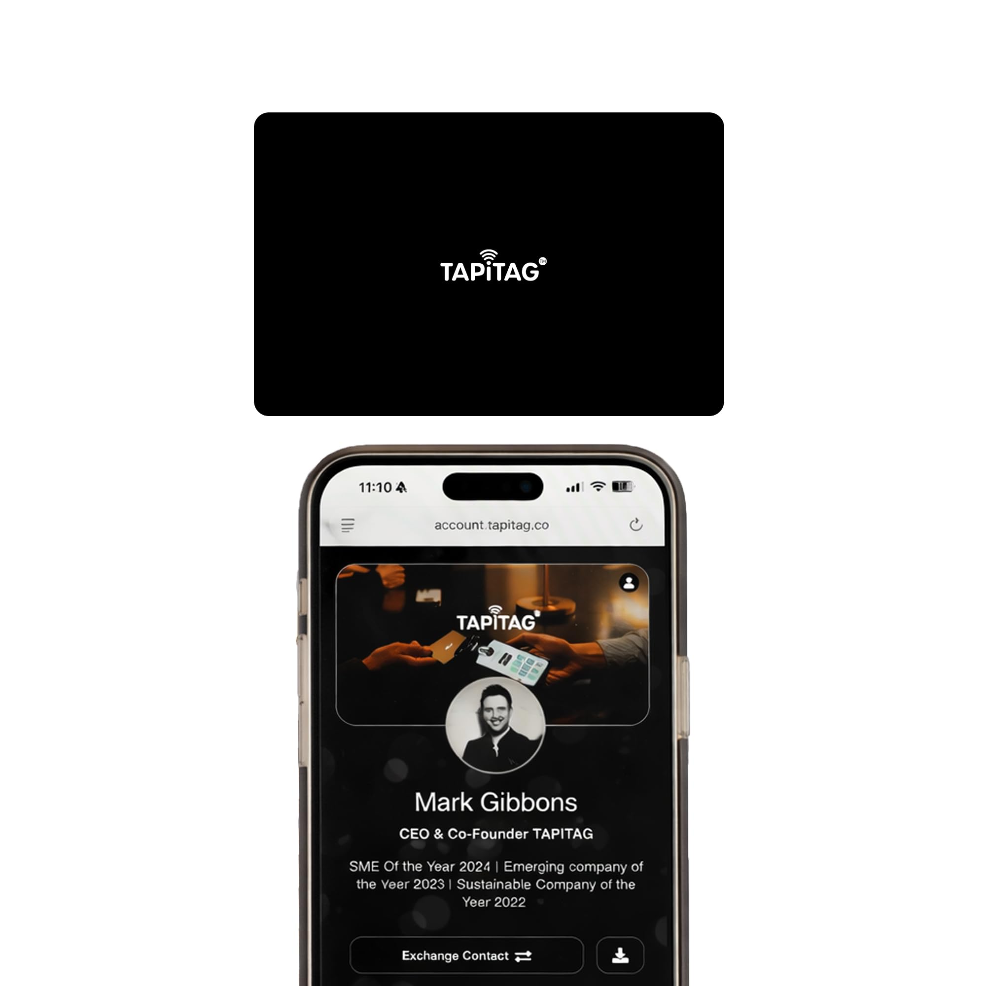 TAPiTAG Tarjeta de Visita Digital de Madera – Sin Suscripción – Tarjeta Contactless con NFC, Código QR y Perfil Online para Networking y Eventos Profesionales