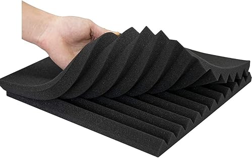 Miniatura 6 de Paquete de 24 paneles acústicos de espuma a prueba de sonido de 1 x 12 x 12 pulgadas, cuñas de espuma de estudio, paneles de pared absorbentes de