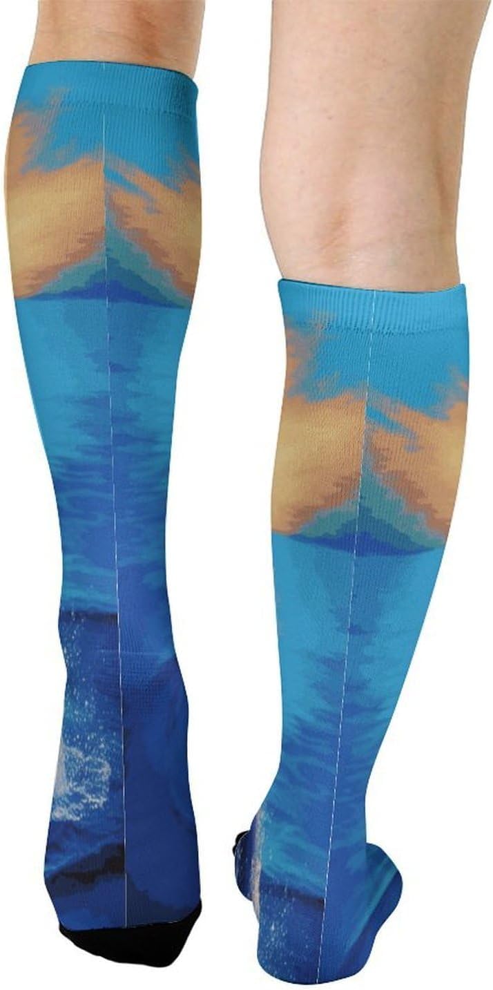 Elegant Dolphin Compression Sock Circulation Support Socks Lightweight Knee High Tube Sock Over-The-Calf Sock for Adult