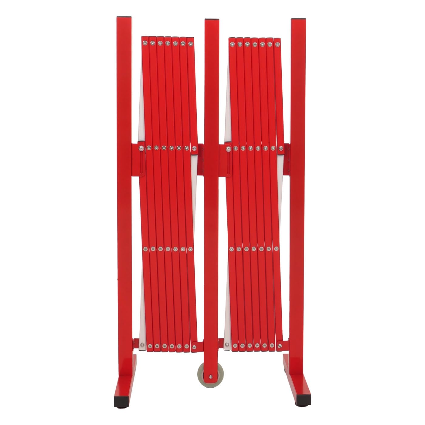 Mendler Alu Absperrgitter HWC-B34 ausziehbar 103x53-411cm - rot-weiß | Zaun, Schutzgitter, Scherengitter, Trenngitter