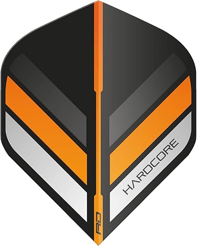 Miniatura 2 de RED DRAGON Hardcore - Vuelos estándar extra gruesos de rayas negras y naranjas, 5 juegos por paquete (15 vuelos de dardos en total)