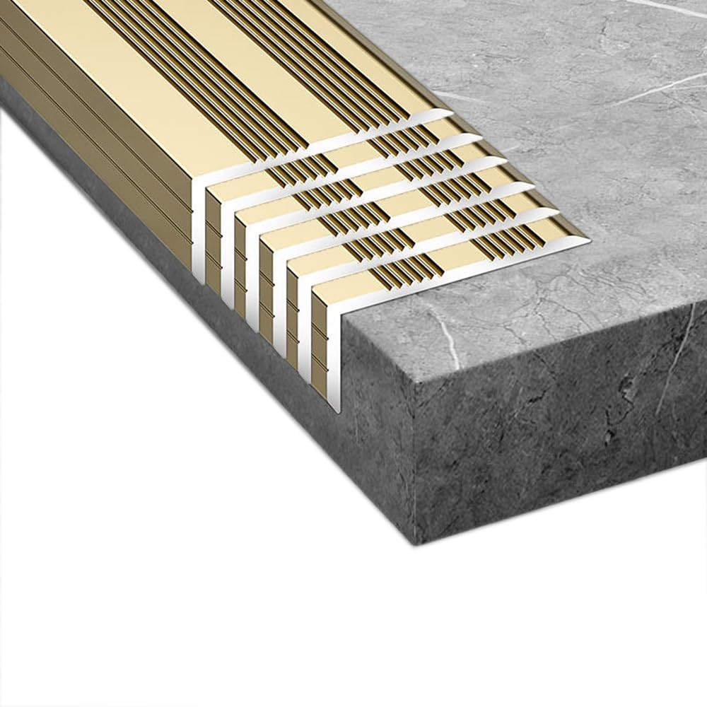 Paquete de 6 perfiles de aluminio antideslizantes para escaleras, 120 cm, protección para puerta de piscina (d 90 cm), protectores de esquina para escaleras seguras