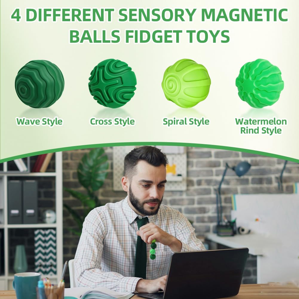 8 sztuk antystresowe kulki magnetyczne, silikonowe kulki sensoryczne, magnetyczne kulki dla dorosłych i młodzieży, magnetyczne silikonowe kulki sensoryczne, magnetyczne kulki łagodzące niepokój