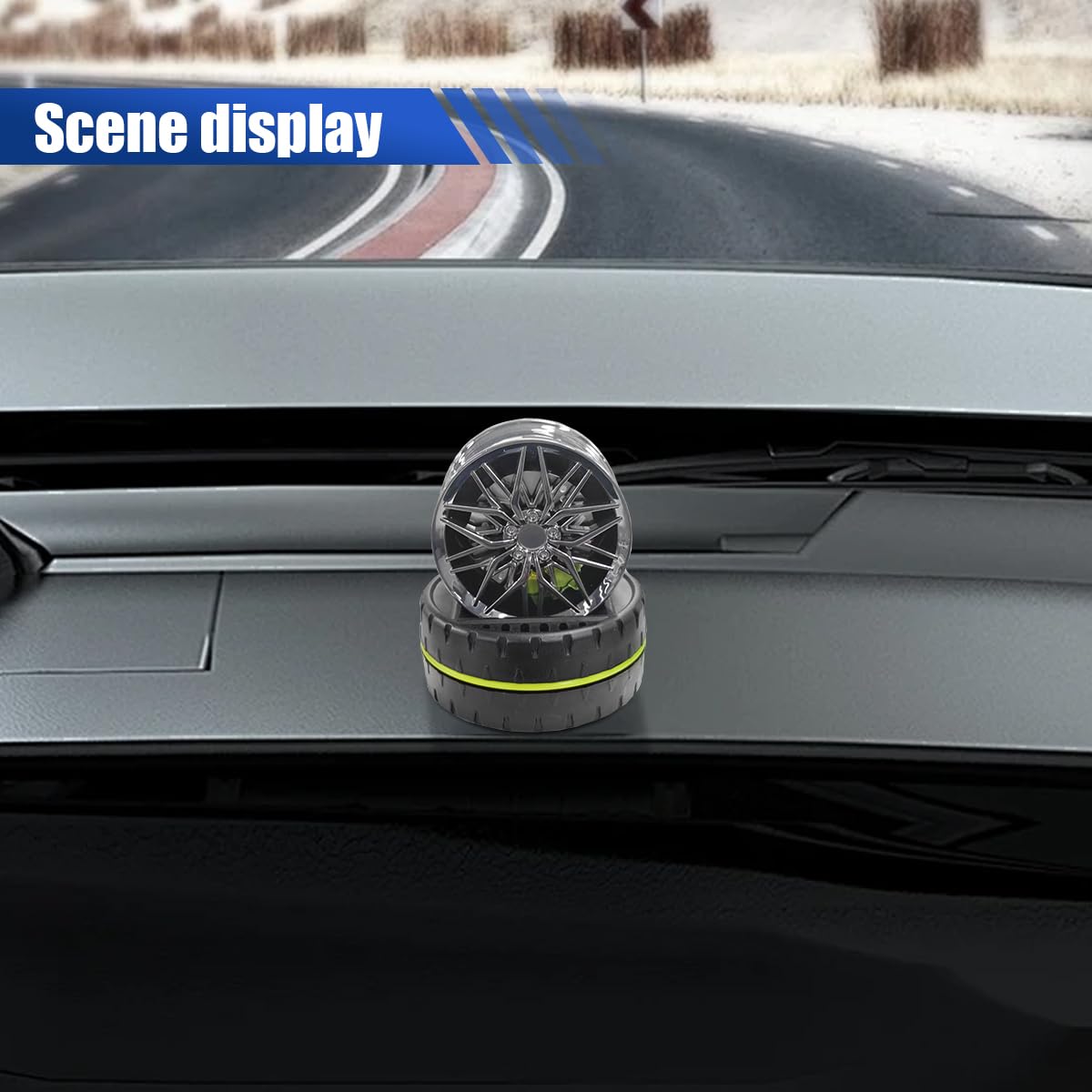 Purificador de aire de energía solar para automóvil, adorno para salpicadero, difusor de aromaterapia giratorio para automóvil, decoración de aromas interiores para automóvil, oficina, hogar (gris)