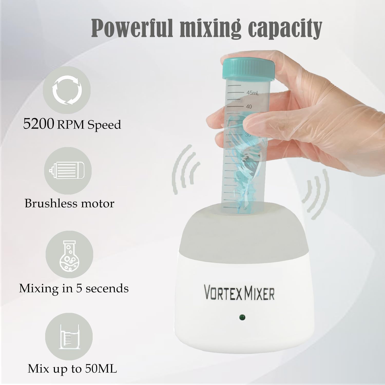ABEST 5200rpm mini Vortex Mixer Farbschüttler,Labor Vortex Schüttler mit Touch Funktion für Nagellack,Wimpernschüttler,Tattoo Tinte,Kleber und Teströhrchen (grau)