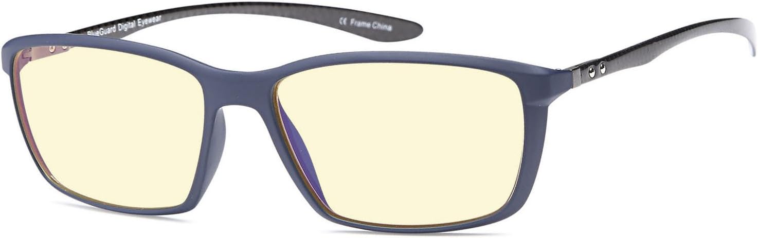 FeatherView Computer Video Gaming Glasses w UV400 Anti Glare High Frequency Harmful Blue Light Lenses in Navy TR90 and Carbon Fiber Construction Frame