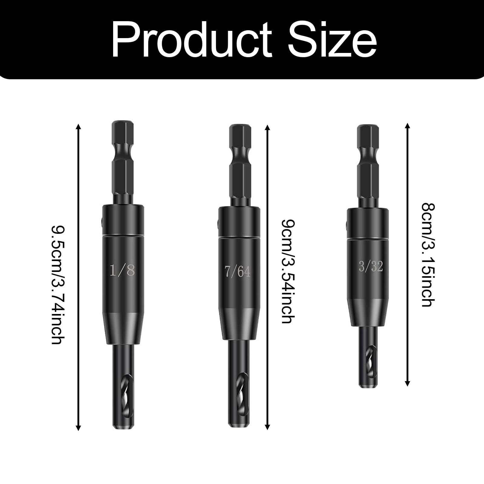 Sharplace Juego de 18 Brocas Autocentrantes, Broca de Centrado de 3/32", 7/64" Y 1/8" para Ventanas de Puertas