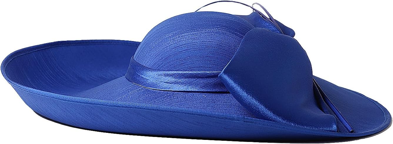 Big Wide Brim Fascinator Hats for Women Ladies Kentucky Tea Party Dress Flat Top Fedoras Hat with Bow Feather - Image 3