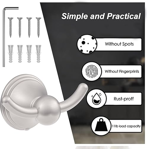 Miniatura 10 de Asidrama Ganchos para toallas de baño, ganchos cromados pulidos para cocina, ducha, puerta, montaje en pared, exquisitos ganchos para bata y