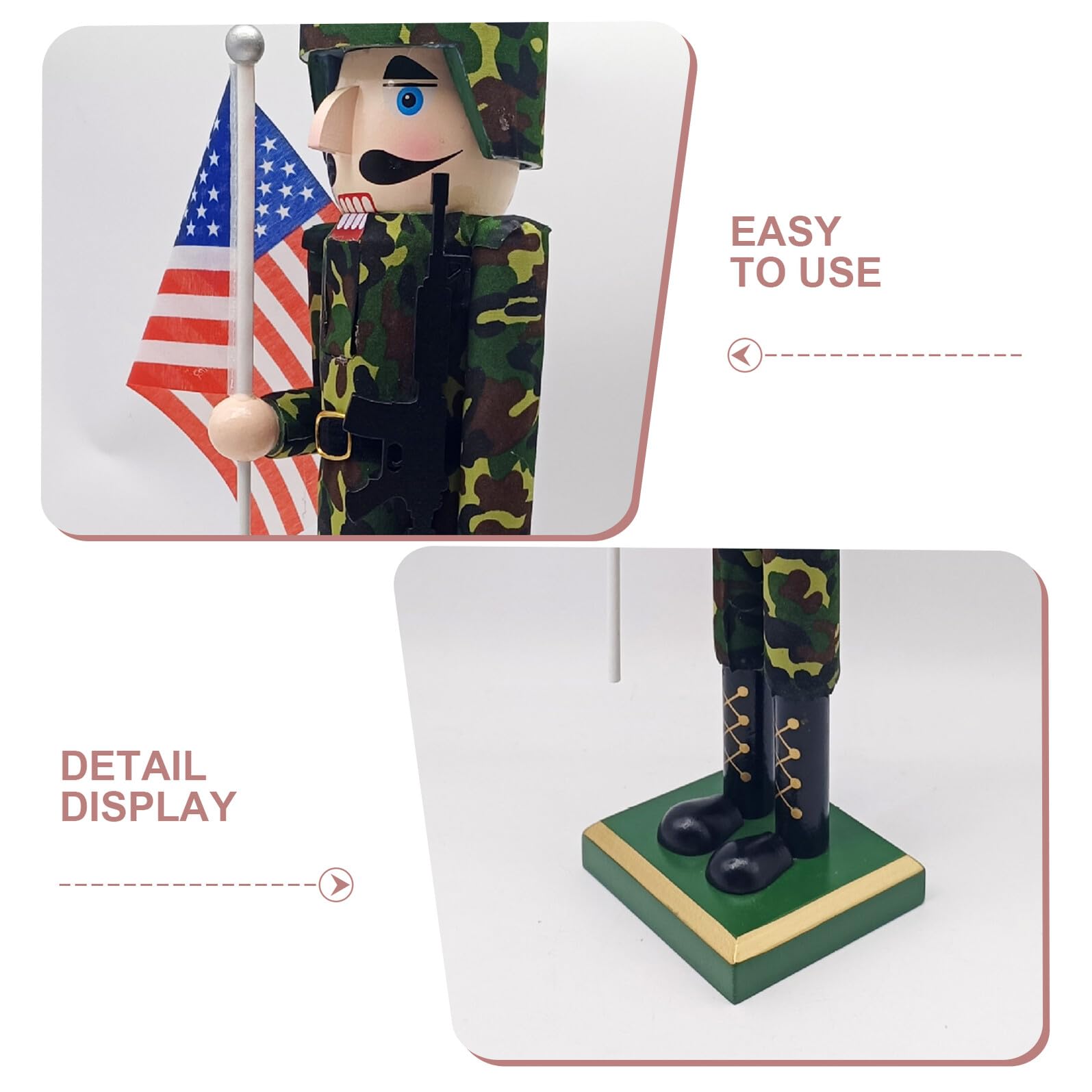 Toyvian Holz Nussknacker Figur mit Amerikanischer Flagge als Tischdeko für Weihnachten und Feiertage Traditioneller Soldat Dekor für Haus und Büro