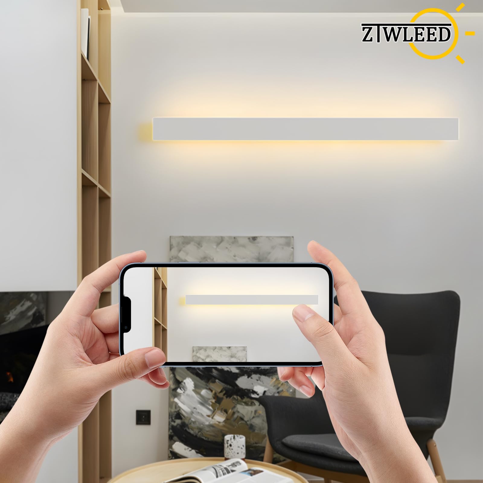 LED Wandleuchte Innen Lange 100CM,36W Wandlampe Moderne | Drei Farbtemperaturen 3000K/4000K/6000K Wandbeleuchtung für Schlafzimmer Wohnzimmer Korridor Treppenhaus,110-240V,Weiß