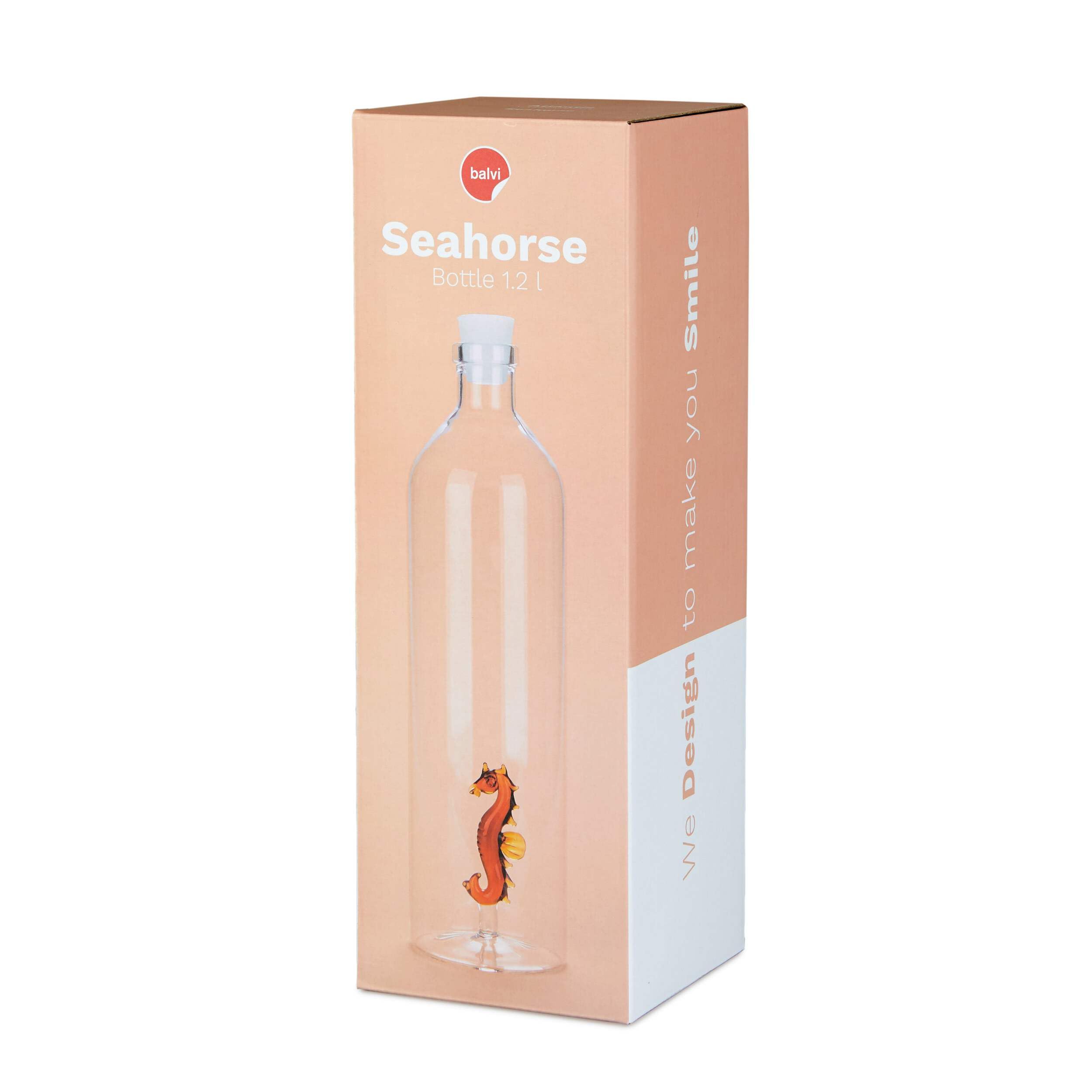Balvi - Atlantis Seahorse Bottiglia di Vetro per l'acqua. Ha all'Interno la Figura di Un Cavalluccio
