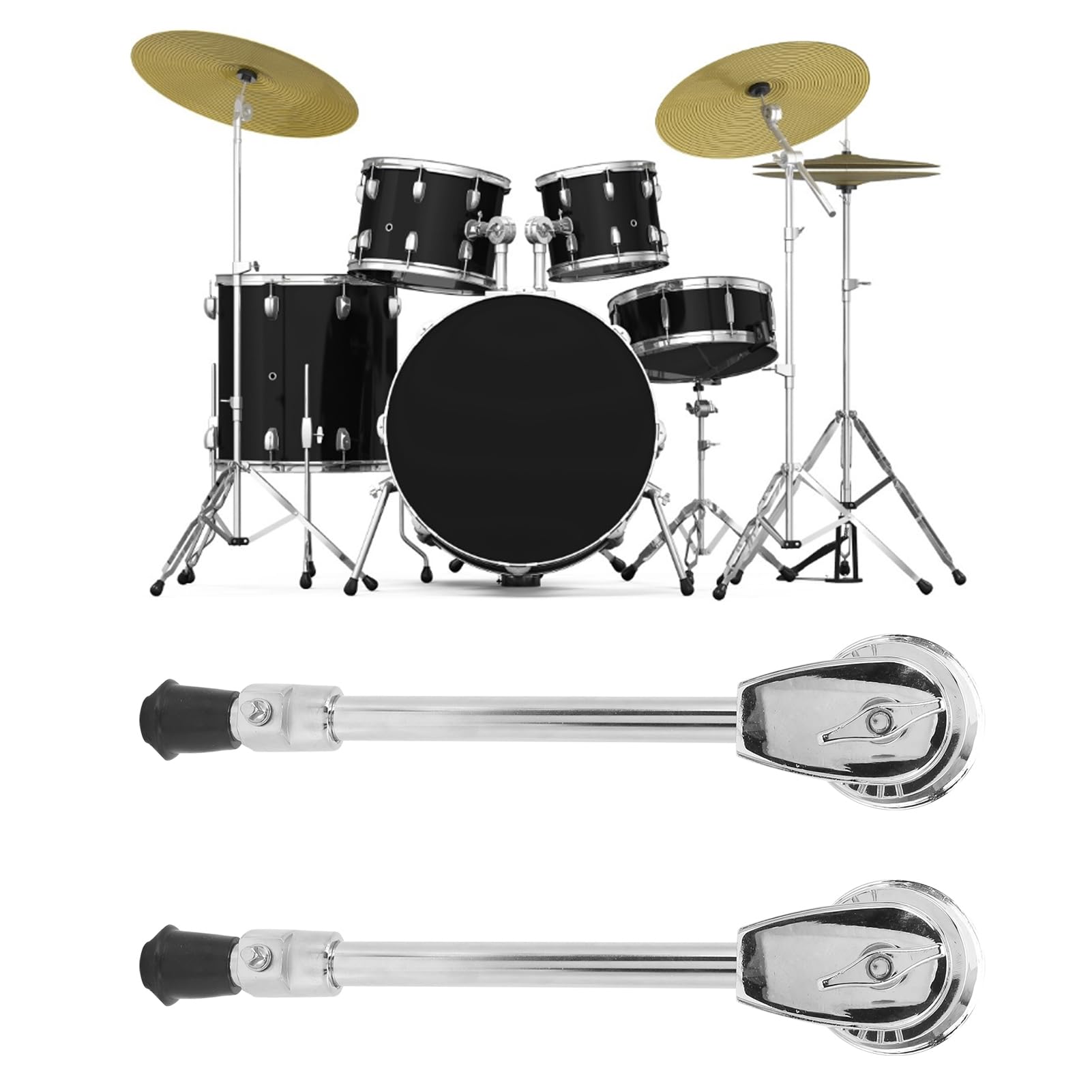 Miskall Bass Drum Leg Chrome Plated Sturdy Zinc Alloy Set Holder Adjustable for Beginners Jazz Drum Silver