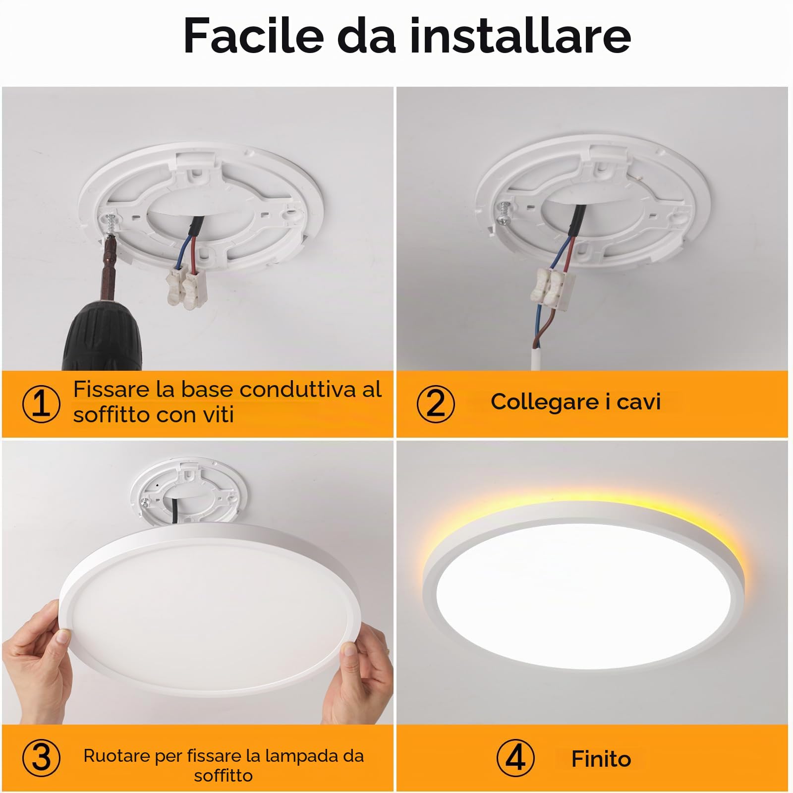 FUPE Plafoniera LED dimmerabile - 30W 3500LM plafoniera - 6.5W luce notturna calda - Plafoniera LED piatta per camera da letto camera dei bambini soggiorno rotondo（2 Pezzi）