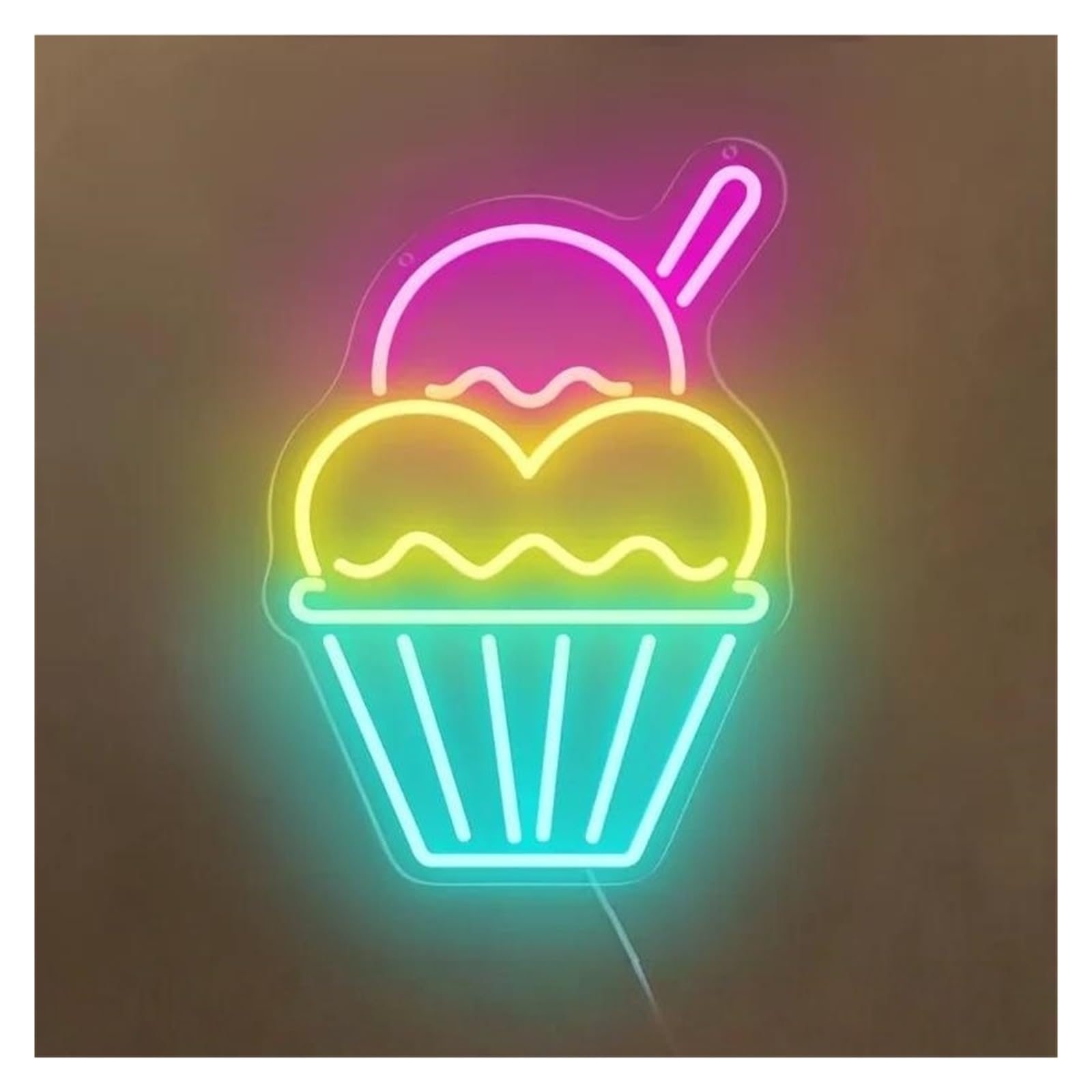néon signe Panneau Lumineux USB À Intensité Variable Pour Glaces, Décoration Murale Pour Glaciers, Restaurants, Fêtes, 38х27cm