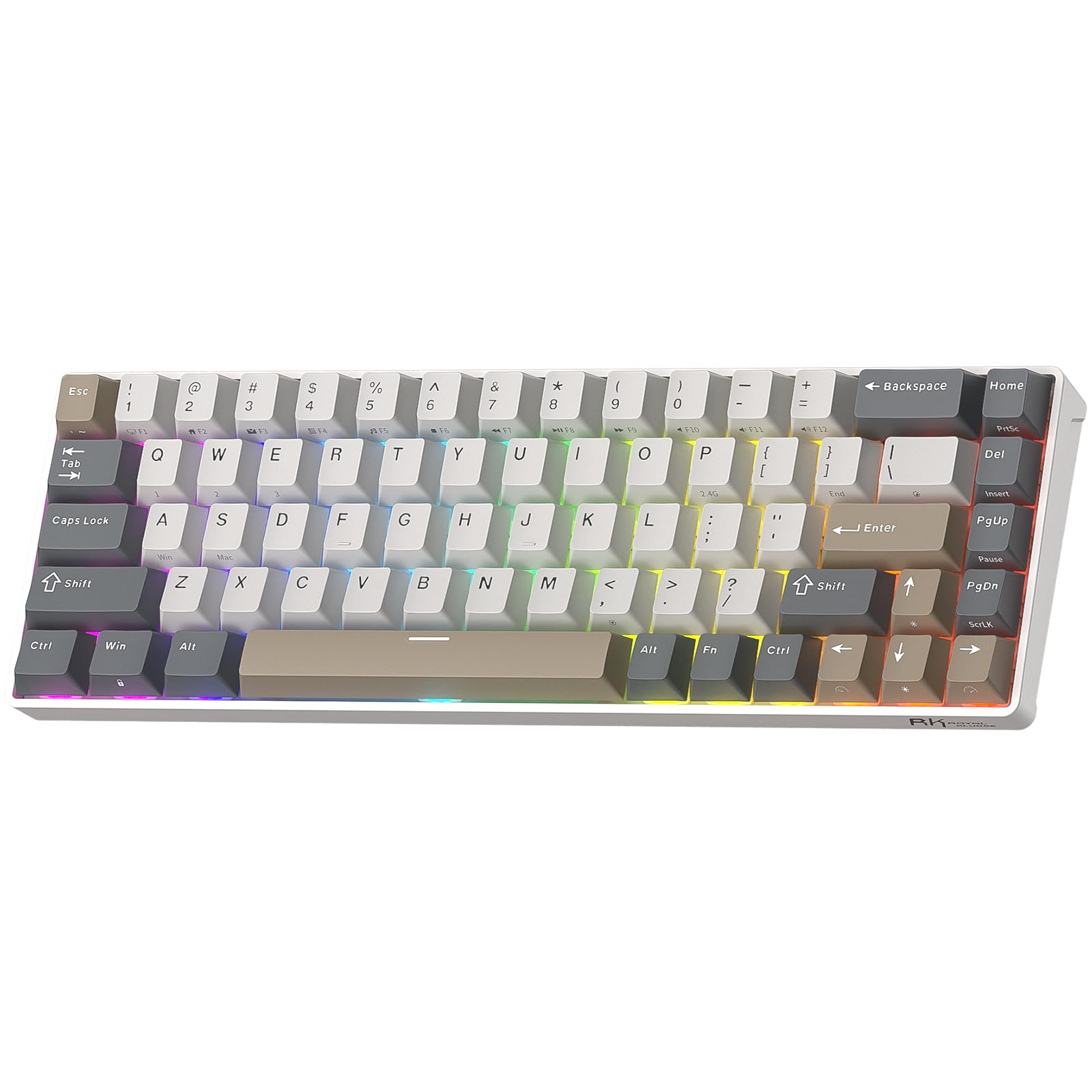 rk royal kludge rk68 65% rgb wireless mechanical keyboard for gaming qwerty | 68 keys compact tkl tri-mode bt/2.4g/usb-c gaming keyboards for mac/win, hot swap, custom switch, software support