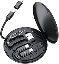 EVEN All in One 60W USB Fast Charging Travel Data Cable Set, Type C, Lightening and Micro USB Port, Inbuilt Mobile Stand, Compatible with iPhone, iPad, Samsung, Realme & All Other Android Phones