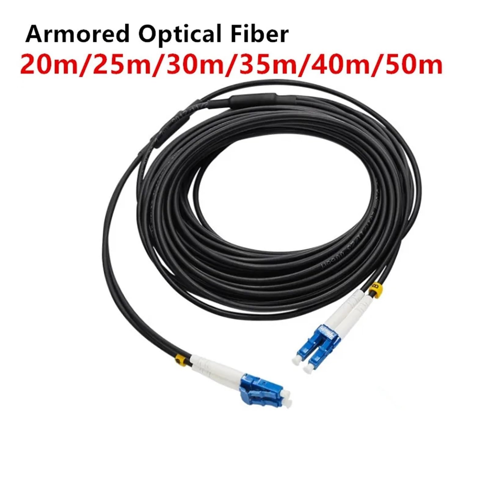 Fibre Optique blindée extérieure, SC-SC/FC/LC monomode 2 cœurs, câble de raccordement blindé en Fil d'acier en Queue de Cochon, 20m à 50m(LC-LC 20m)