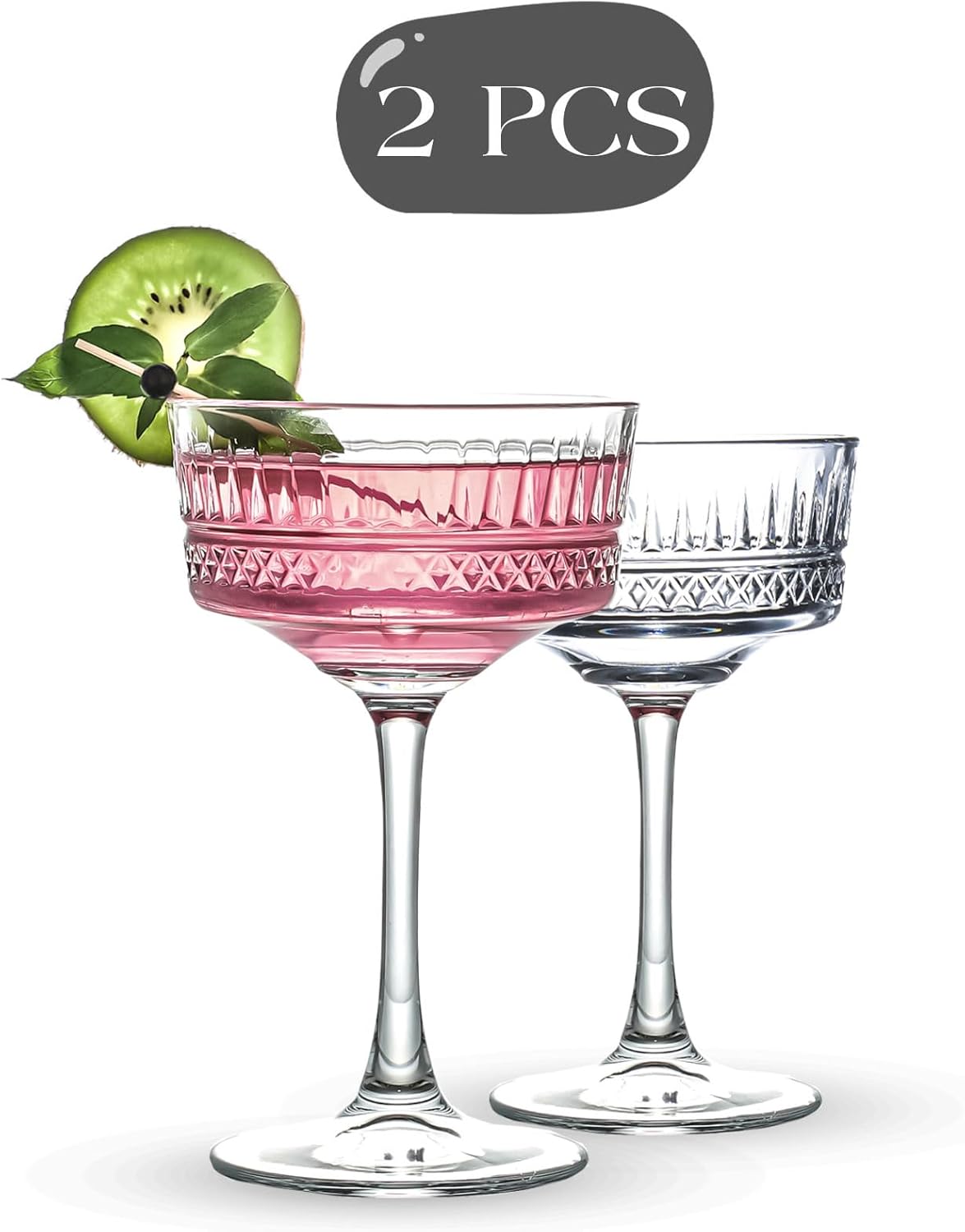 Vintage Coupe Glasses Set of 4, Champagne, Cocktail, Martini, Wine Glasses, Long Stem Glassware, (8.8oz/260ml) (2 Pack) - Image 6