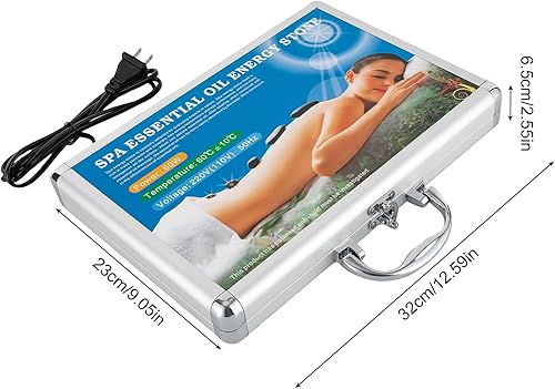 Miniatura 4 de Eapmic Juego de 16 piedras calientes de basalto con piedras calientes, kit de piedras de masaje con caja calefactora para masaje corporal (incluye