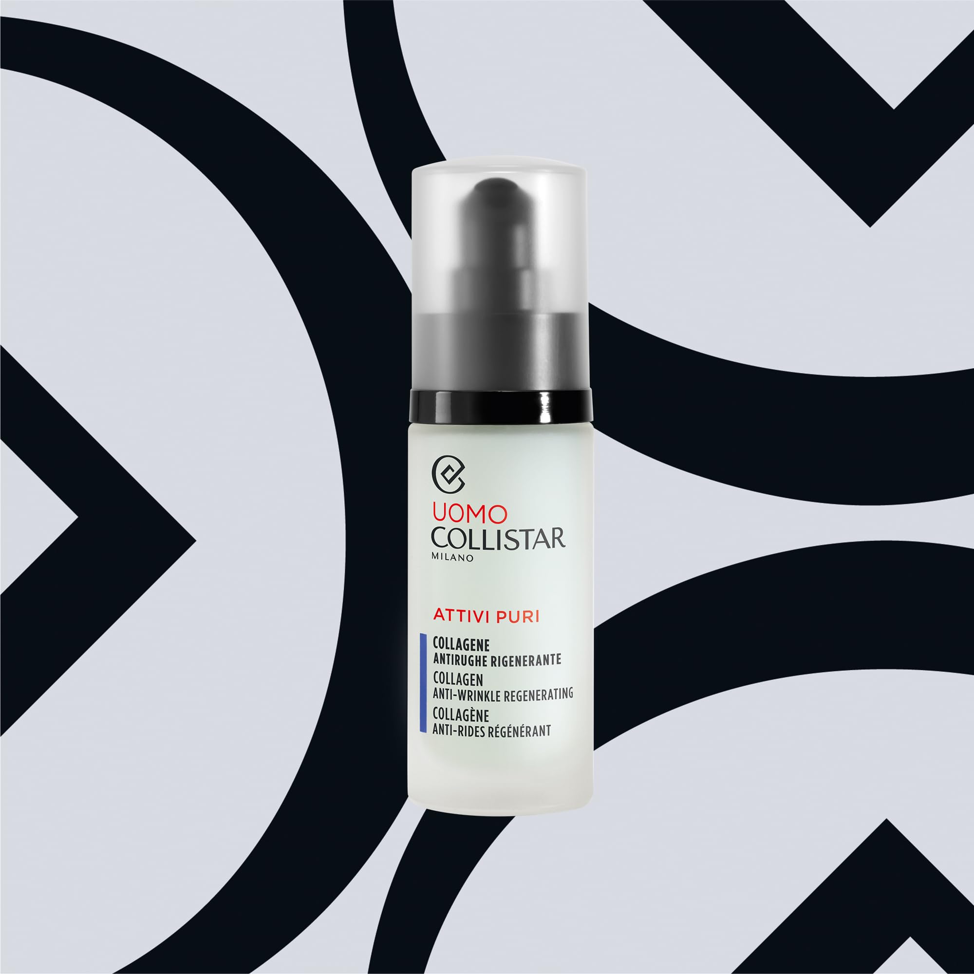 Collistar Attivi Puri Uomo Collagene Anti- rughe Rigenerante, Siero ricompattante idratante elasticizzante, Uso quotidiano, Anche dopo la rasatura, Ideale anche per pelli sensibili, 30 ml