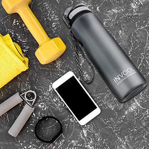 Invool Leakproof Sport Water Bottle 1 Litre, BPA Free Reusable Tritan Plastic Water Bottle with Filter, Wide Mouth & Secure Locking Lid for Hiking/Cycling/Running/Camping/Gym