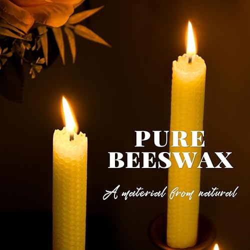 Miniatura 6 de 12 velas cónicas de cera de abeja enrolladas a mano, sin humo, sin goteo, aroma natural, 8 pulgadas en blanco roto