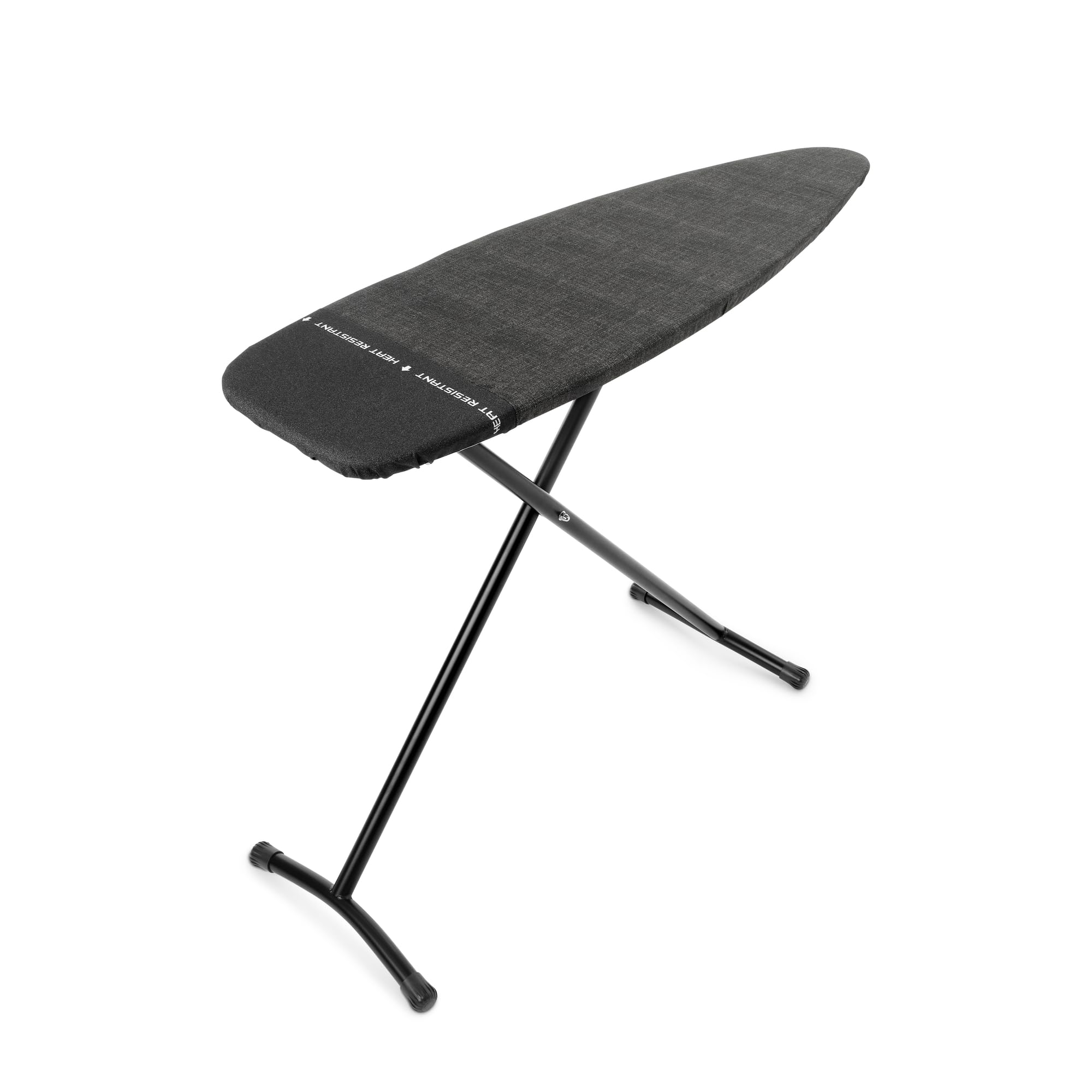 Brabantia Ironing Board D, 135x45cm - Denim Black | 100% Fairtrade Cotton | XL Ironing Board & Wide Surface | Heat Resistant Zone for Steam Generators | Foldable Iron Table & Sit-Down Use