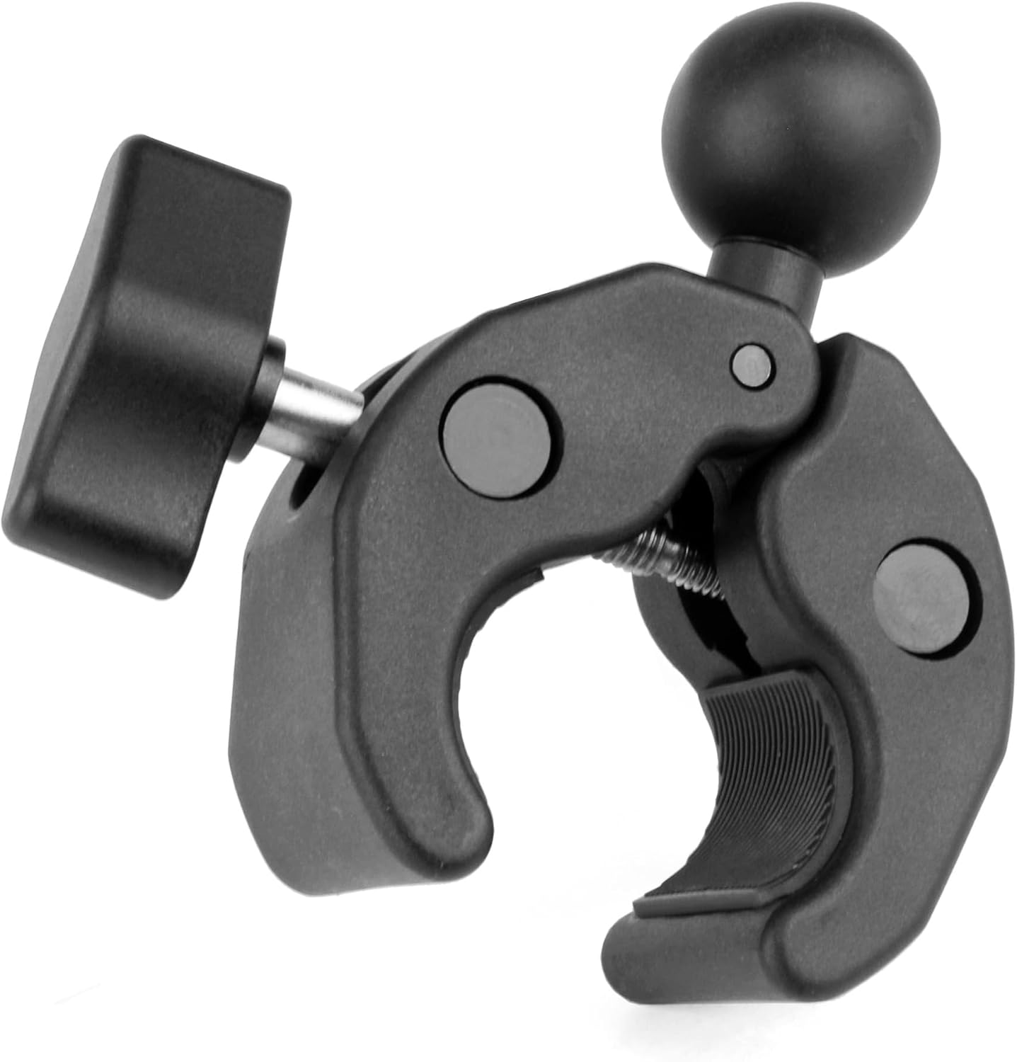 1” Ball Clamp Mount Base with Tough-Claw for Handlebar Rail 0.8” to 1.97” in Diameter, 1” Ball Adapter for RAM Mounts B Size Double Socket Arm & Bike/Motorcycle/Phone Holder