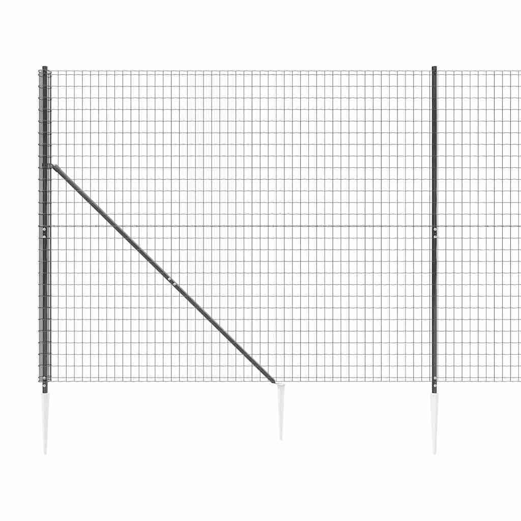 vidaXL Recinzione Metallica con Picchetti Ancoraggio Antracite 2,2x25m