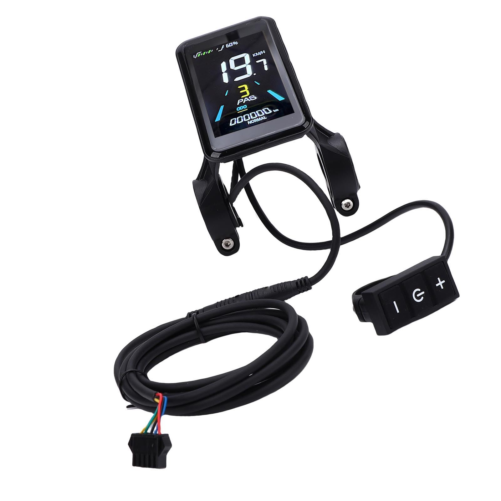 Jenngaoo Panel LCD para Bicicleta Eléctrica y Scooter, Pantalla a Color con Cable de Extensión 5 Núcleos, Monitor de Velocidad y Kilometraje, Compatible con 24V 36V 48V, Material A
