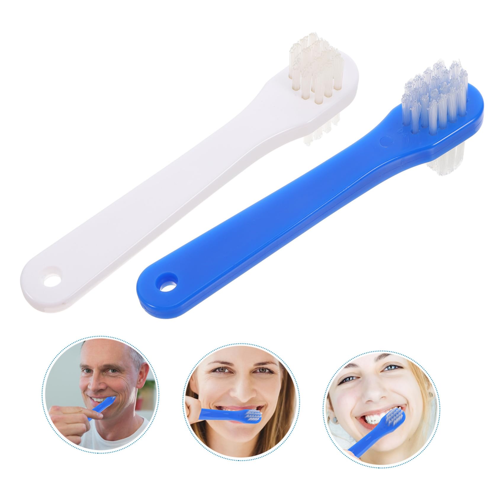 FRCOLOR 5 Set Spazzolino Per Denti Adulto Per Dentiere Per Accesso Facile Materiale Sicuro E Adatto Tutti Tipi Dentiere Ergonomico Per Presa 4 Pezzi*5