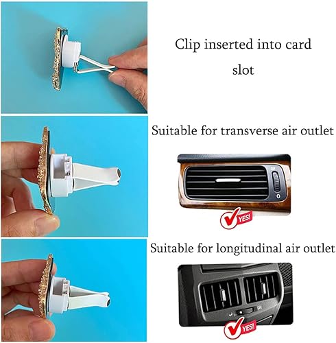 Miniatura 7 de ZOSTLAND Clip decorativo para automóvil con diamantes de imitación, ambientadores de automóvil, clip de ventilación de metal para automóvil,