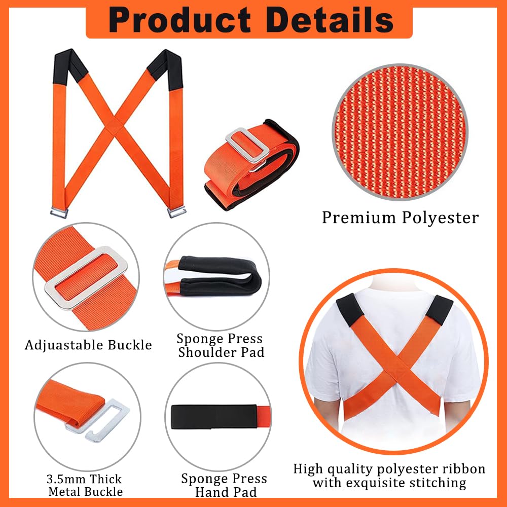 MLMTFI Moving Straps, 2-Person Lifting and Moving System Furniture Lifting Straps Easily and Safely Move Appliances Mattresses Luggage Strap Heavy Objects up to 800lbs Shoulder Belt Moving Supplies