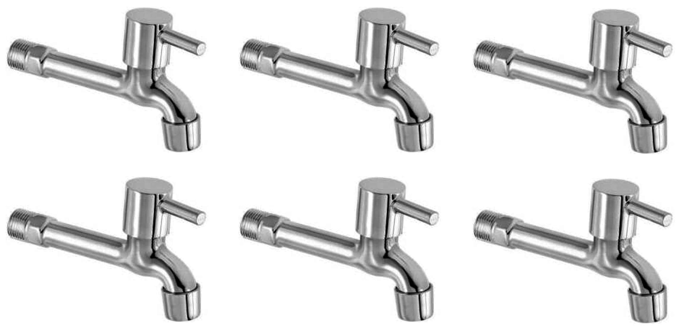 Jagger Turbo Stainless Steel Long Body taps for Bathroom and Kitchen taps with Chrome Finish and Quarter Turn Fitting (Wall Flange and Teflon Tape) Set of (6) (B096W9R866) Amazon Price History, Amazon Price Tracker