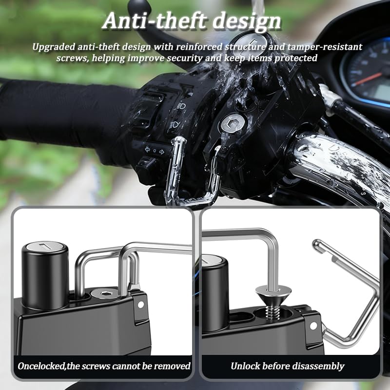 Motorcycle Helmet Lock for Shoei Neotec II, Anti Theft Helmet Security Lock with 2 Keys, Tamper Proof Hook for 20-30mm Handlebar, for Motorbike, Scooter : Automotive