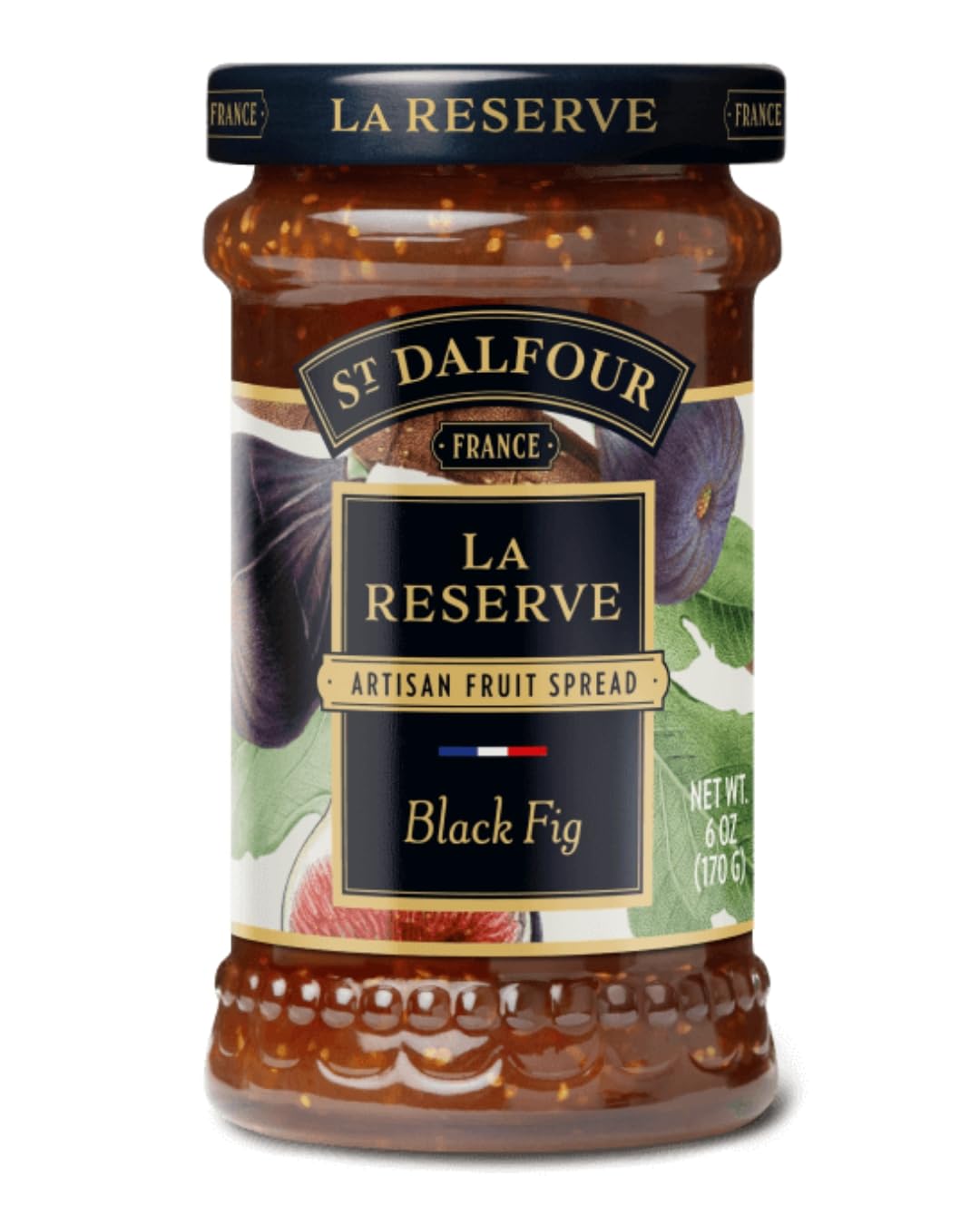 St. Dalfour La Reserve Black Fig Fruit Spread – 170g Jar – All Natural, No Added Sugar, French Gourmet Preserve, Vegan & Gluten-Free - For Charcuterie and Cheese - Bulk Pack 6 x 170g