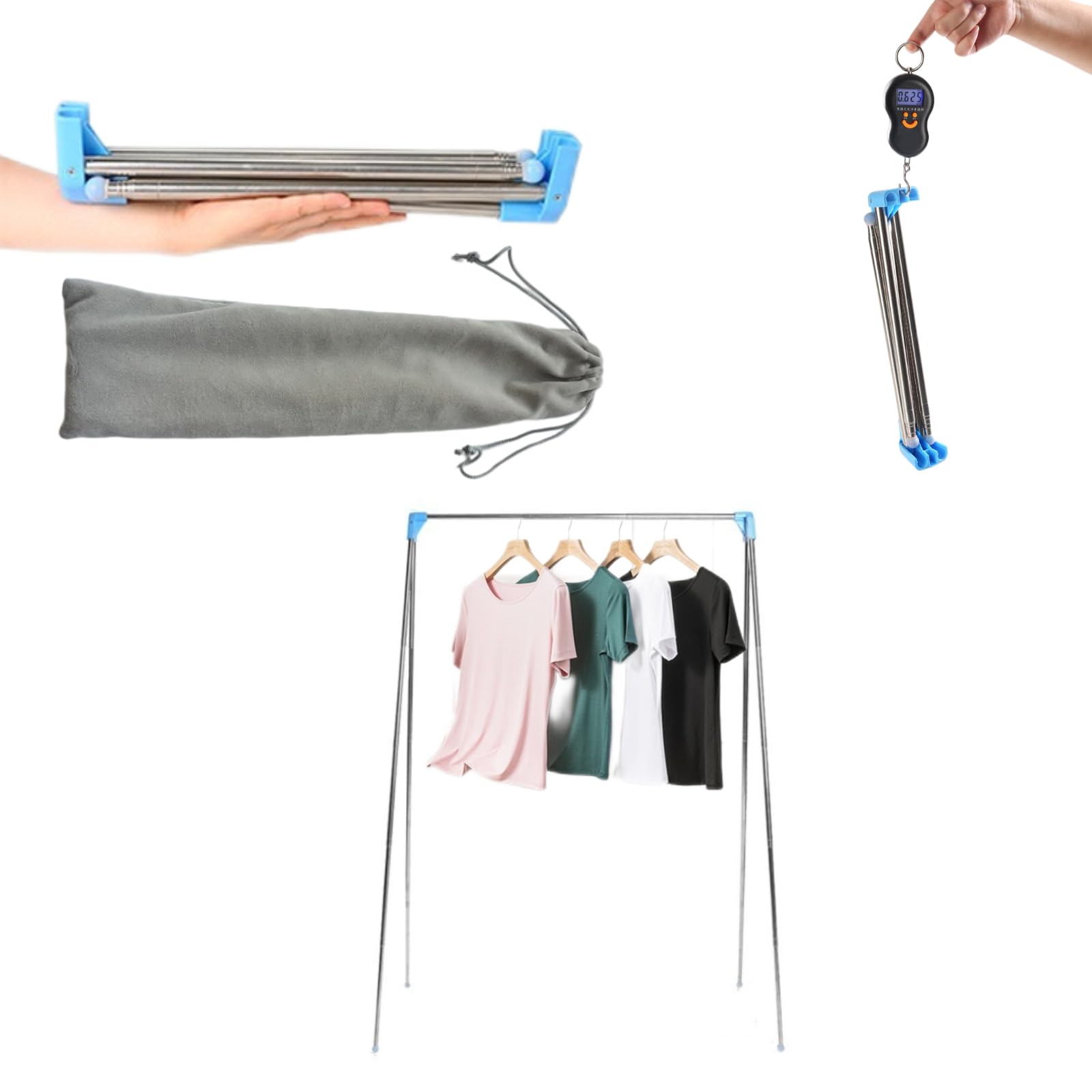 Tragbarer Reise-Kleiderständer, Edelstahl, faltbar, zum Trocknen | Mini-Trockenständer für Reisen, Camping, Hotelzimmer, Wäsche, Tanz, Indoor, Outdoor